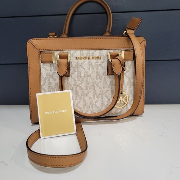 Michael Kors Dillon Monogram Small Satchel and Crossbody Bag Vanilla Satchels